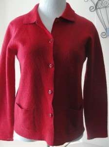 Sag Harbor Size Medium RED Button Front Sweater Jacket 100% Wool vgc 