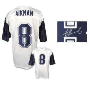  Troy Aikman Autographed Jersey  Details White and Blue 