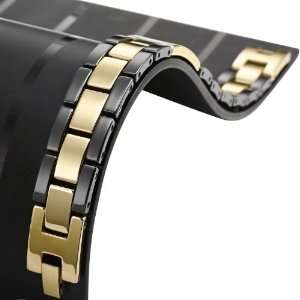   Dazzling Tungsten Desert Gold Black Mens Link Bracelet Jewelry