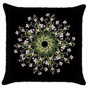 Flower Wreath Black Throw Pillow Case: Home & Kitchen