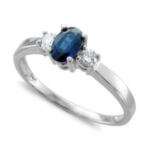 Natural Sapphire and Diamond Ring in Platinum 3 Stone Ring (G, SI1 SI2 