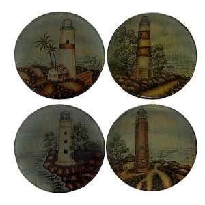  8 Decorative Glass Plate Lighthouse Set Of 4