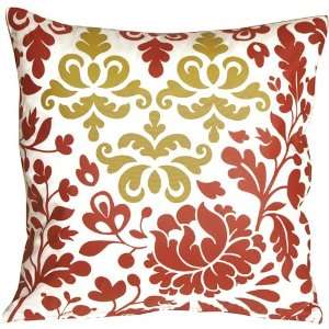 Decor   Bohemian Damask Red, White and Ocher 18x18 Decorative Throw 