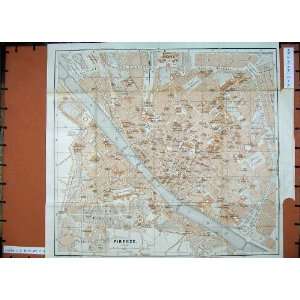   1886 Colour Map Italy Street Plan Firenze River Arno: Home & Kitchen