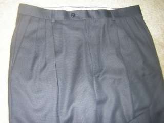    Triple Pleated Mens NAVY 100% WOOL Dress Pants W 36 L 28  