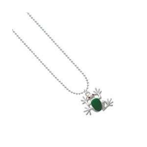  Large Green Enamel Tree Frog Ball Chain Charm Necklace 
