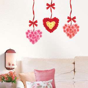 FLOWER HEART Home Art Decor Mural Paper Wall Stickers  