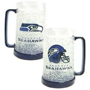 Seattle Seahawks Freezer Mug   Set of Two Crystal Glasses 