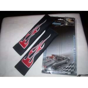  Black Seat Belt Safety Pillow with Red & White Flames 