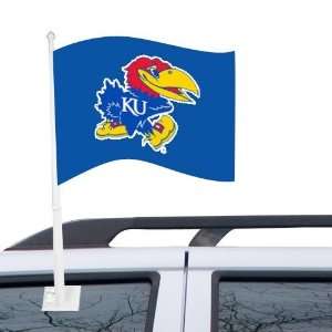  NCAA Kansas Jayhawks Royal Blue Car Flag: Sports 