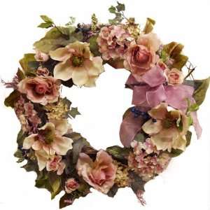  20 Magnolia & Rose Silk Front Door Wreath: Home & Kitchen