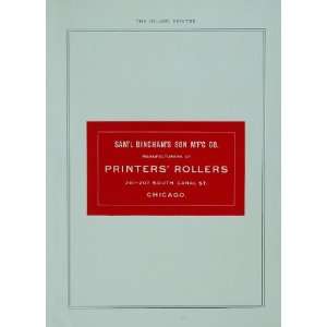  ORIGINAL 1901 Samuel Bingham Printer Rollers Ad Chicago 