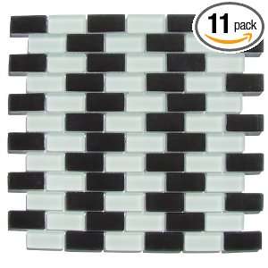   Glass Tile, 1 by 2 Inch Tile on a 12 by 12 Inch Mosaic Mesh