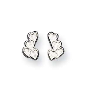  Sterling Silver Decending Hearts Mini Earrings Jewelry