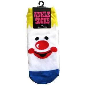  Clown Ankle Socks Goth Gothic Rockabilly White with Red 