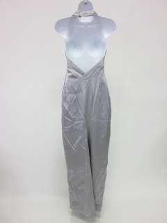   on a RICHARD TYLER COUTURE Silver Satin Evening Gown in a size small