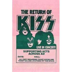  Kiss The Return of Kiss   Faces Concert Sheet 11 X 17 
