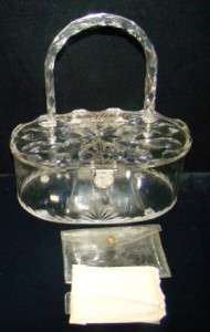 This is a Vintage 1950s Signed RIALTO NY Original Clear Carved Lucite 