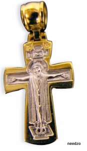 Reversable Cross Jesus & Mary Russian Medal Gold Silver  