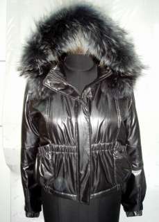 O53 New black Fabric raccoon fur parka jacket coat  