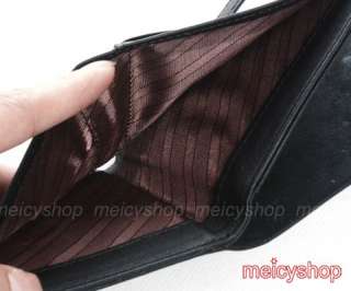 Black Bi Fold Mens Checker Printing Design Leather Wallet Purse Card 