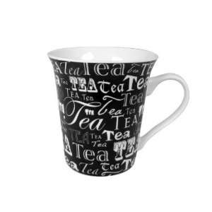  Tracey Porter 0701179 Tea Words on Black Mug   Pack of 4 