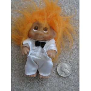   Norfin Troll.. White Tux Groom / Usher Troll with Orange Hair