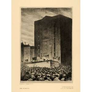  1921 Print Workers Nevinson Lithograph Building Crowd 