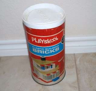 Vintage Playskool Milton Bradley Plastic Building Bricks Toy  