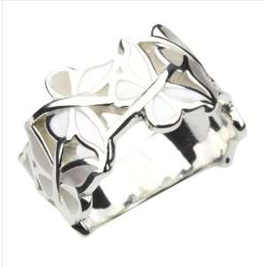    Mother of Pearl & 925 Sterling Silver Butterfly Ring Jewelry