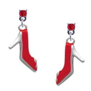  Red High Heel Shoe Red Swarovski Post Charm Earrings 