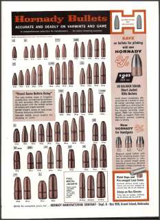 1961 HORNADY BULLETS Vintage Antique Ammo Ammunition AD  