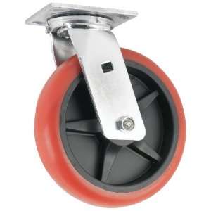 Waxman 4135855 Polyurethane Caster with Swivel, Red Tire and Black Rim 