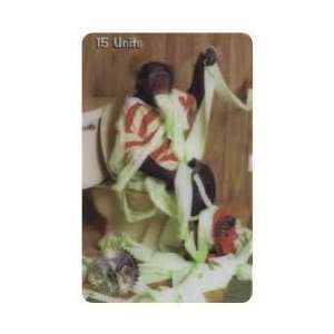 Collectible Phone Card 15u Monkey In Bathroom Playing With Toilet 