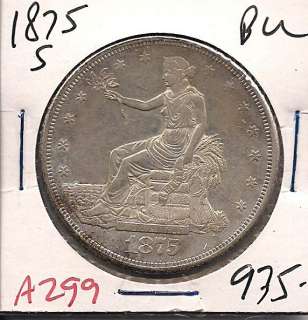 1875 S Trade Silver Dollar Brilliant Uncirculated A299  