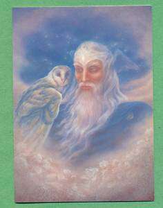 Greeting Card, Wizzard with Owl, Merlin  