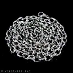 LARGE LONG CABLE CHAIN STAINLESS STEEL SHINY NECKLACE 6MM IN WIDTH 28 