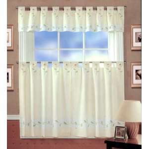  Daisy Tab Top Tier Curtain in Soft Yellow: Home & Kitchen