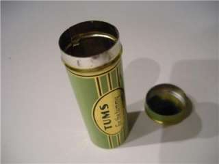 MINT CONDITION TUMS FOR THE TUMMY VINTAGE ADVERTISING TIN CYLINDER 