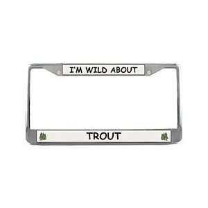  Trout License Plate Frame (Chrome): Patio, Lawn & Garden