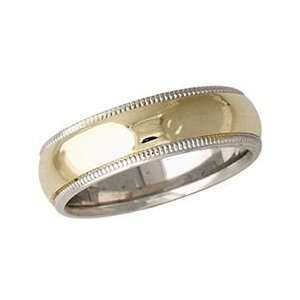 mm Two Toned White Milgrain Edge Comfort Fit Womens Wedding Band in 