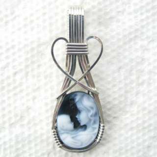 Mother Child Fine Agate Cameo Pendant Sterling Silver Jewelry  