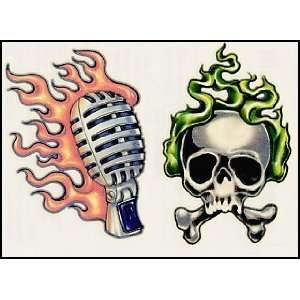   Skull & Microphone (Glow in the Dark) Temporaray Tattoo Toys & Games