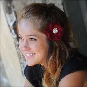  Mia Rose Red Jeweled Flower Hair Clip: Beauty