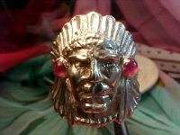 925% Solid Sterling Silver VS RUBY Indianhead Ring  
