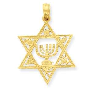  14K Star of David with Menorah Pendant: Jewelry