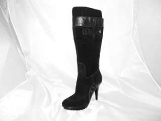 New Authentic Guess Boots By Marciano Buster Black Leather Suede Upper 