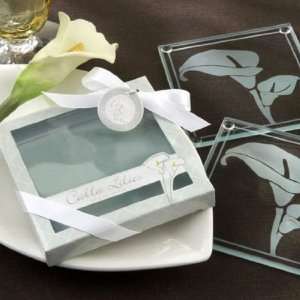  Calla Lilies Frosted Glass Coasters: Kitchen & Dining