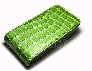 New Green Alligator flip leather case holster for iphone 4 4s