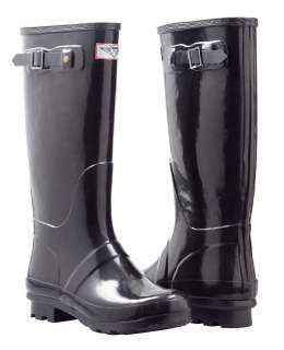 Shiny Black Wellington Rubber boots Rainboots Hunting style SIZE 5 6 7 